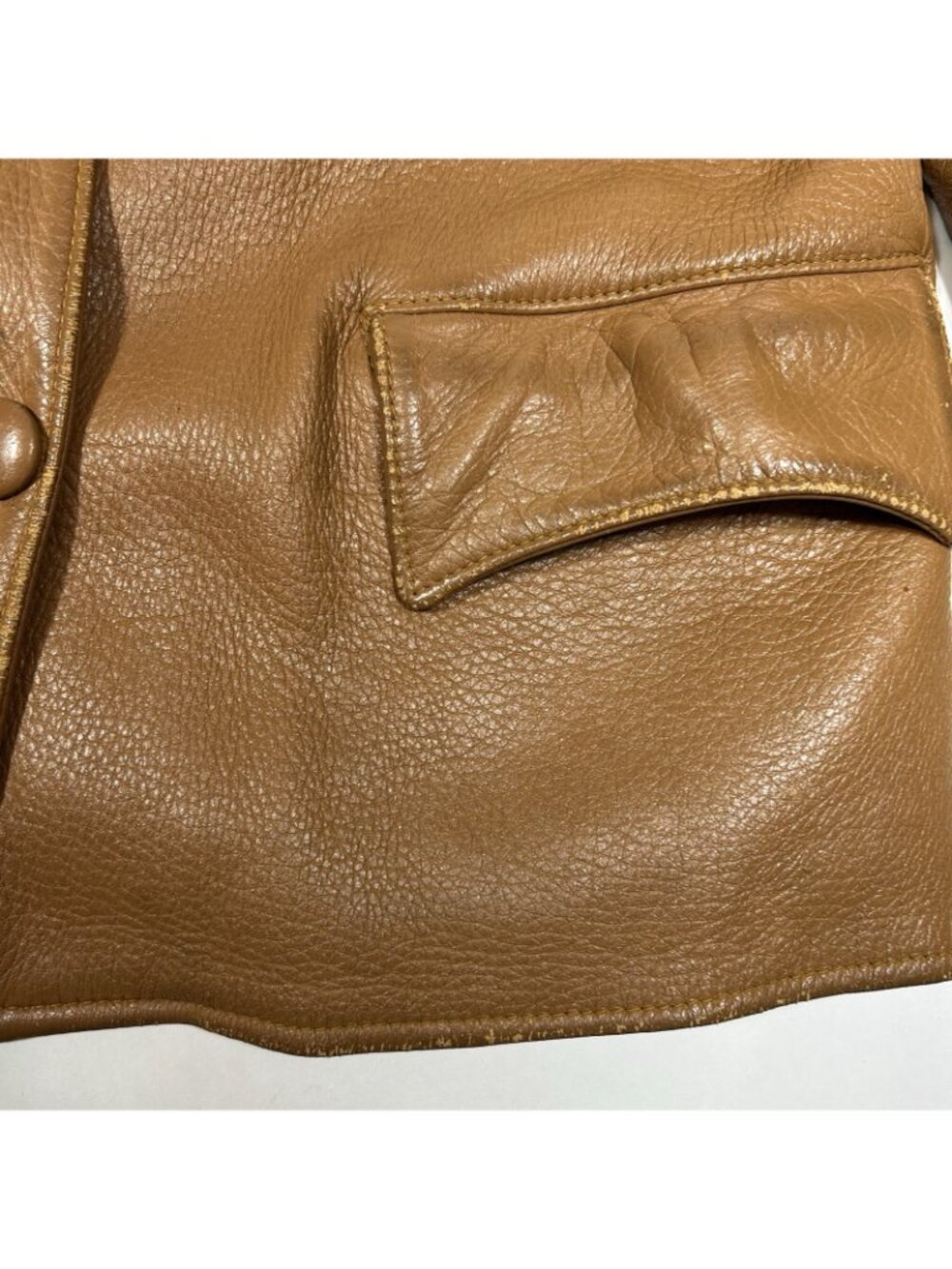 VTG 70s Women Brown Fringe Soft Leather Jacket Belted Lined Sz M ? Flaw Read - Picture 10 of 16